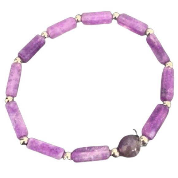Men’s Amethyst Natural Stone Purple Healing Boho Stretch Meditation Bracelet NEW - Picture 8 of 9